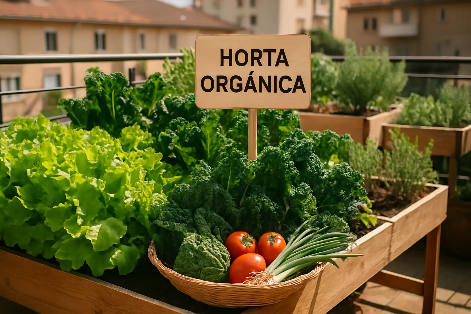 vegetais orgânicos em uma horta em casa